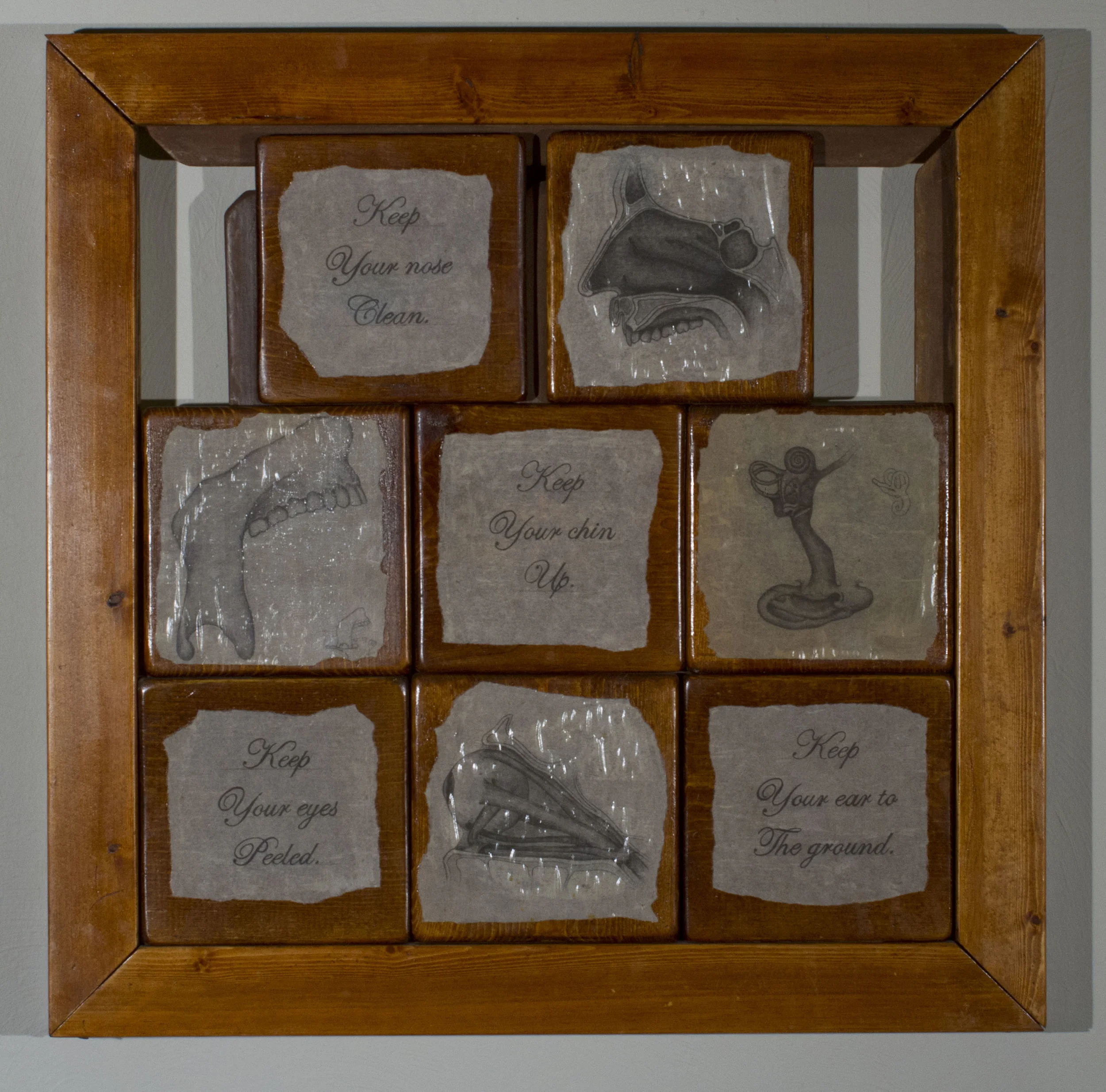 Idiots Guide, Slide Puzzle 27" x 27" Wood, paper, graphite, shellac