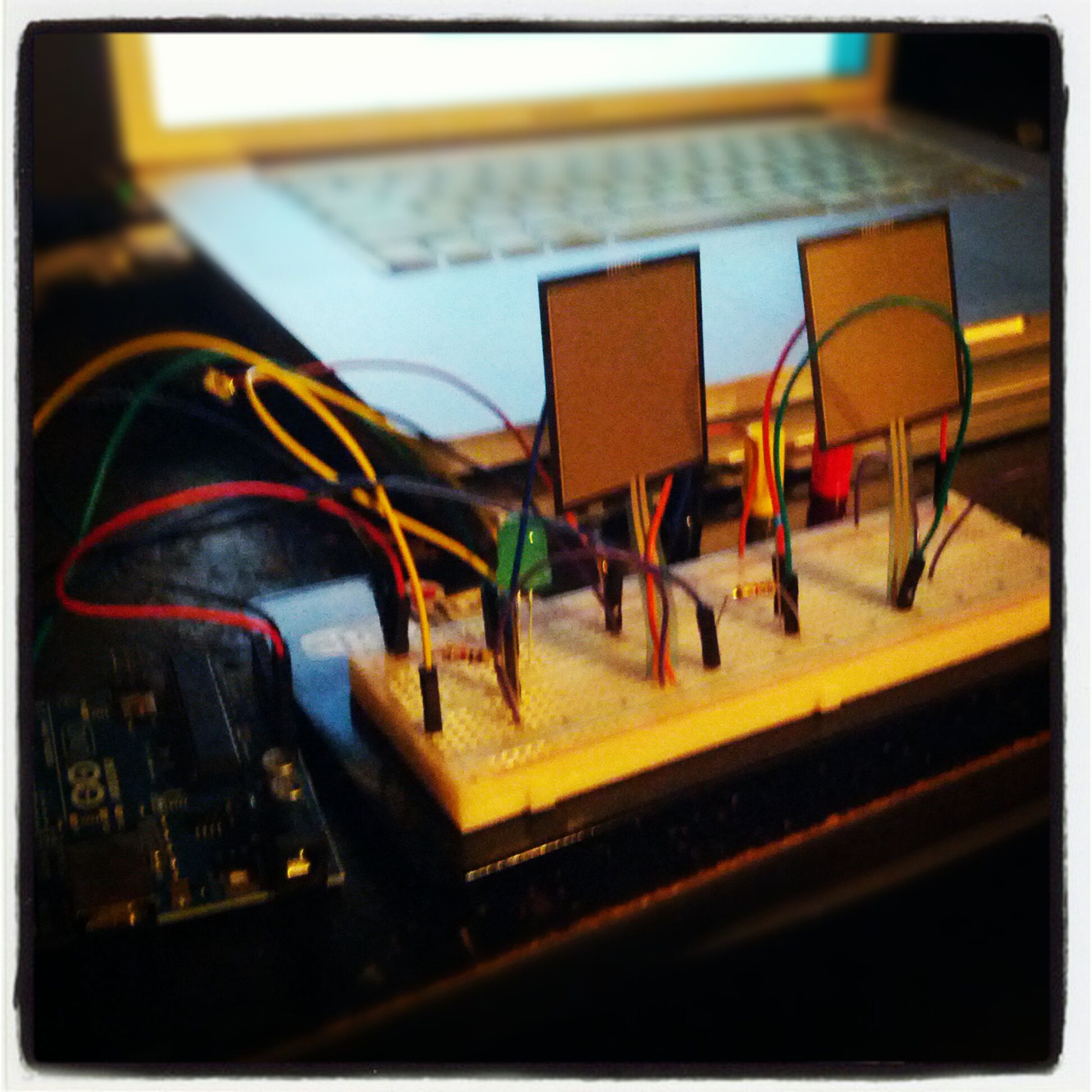 FSRs on a breadboard