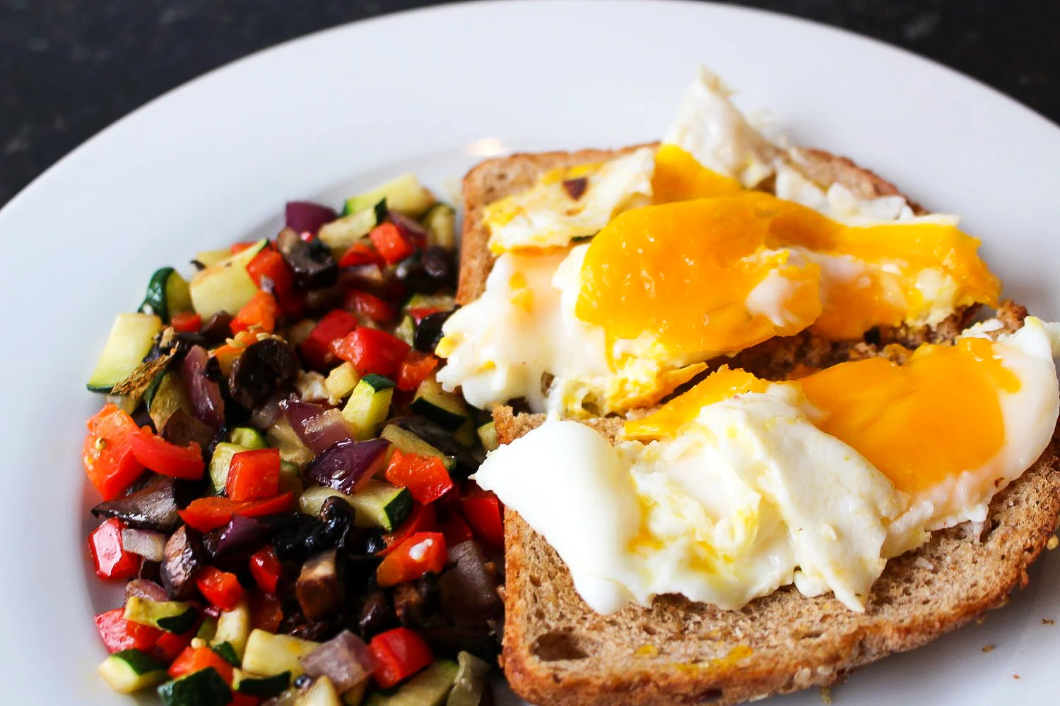 Sauteed Veggies + Eggs Over Medium