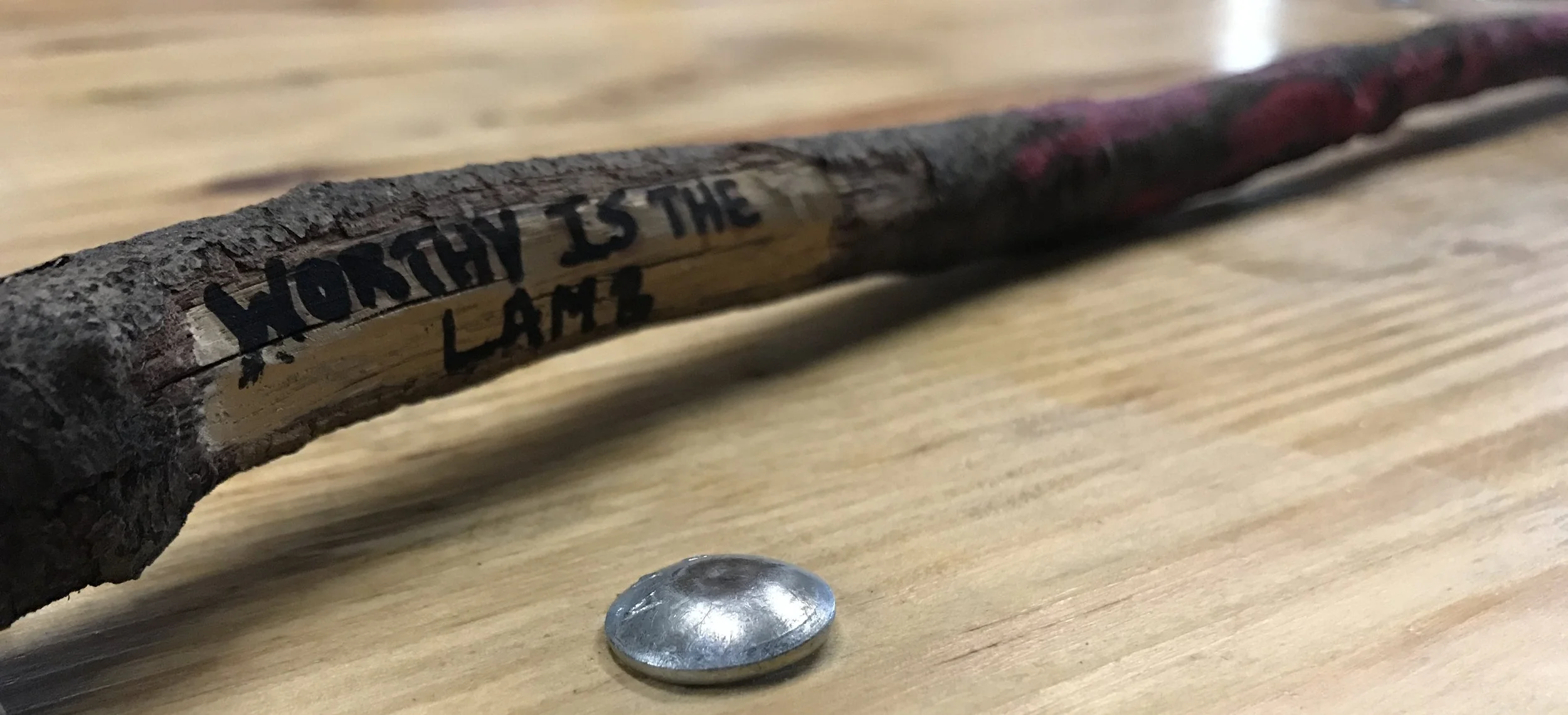 This is one of many staffs that were made at Illumine's midweek Lent services, which are taking an open-house, artistic approach to meditating on the passion of Jesus. 