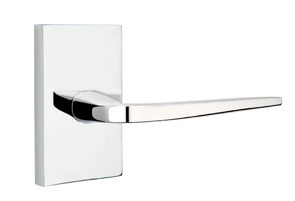 EMTEK ATHENA LEVER | MODERN RECTANGULAR ROSETTE | POLISHED CHROME