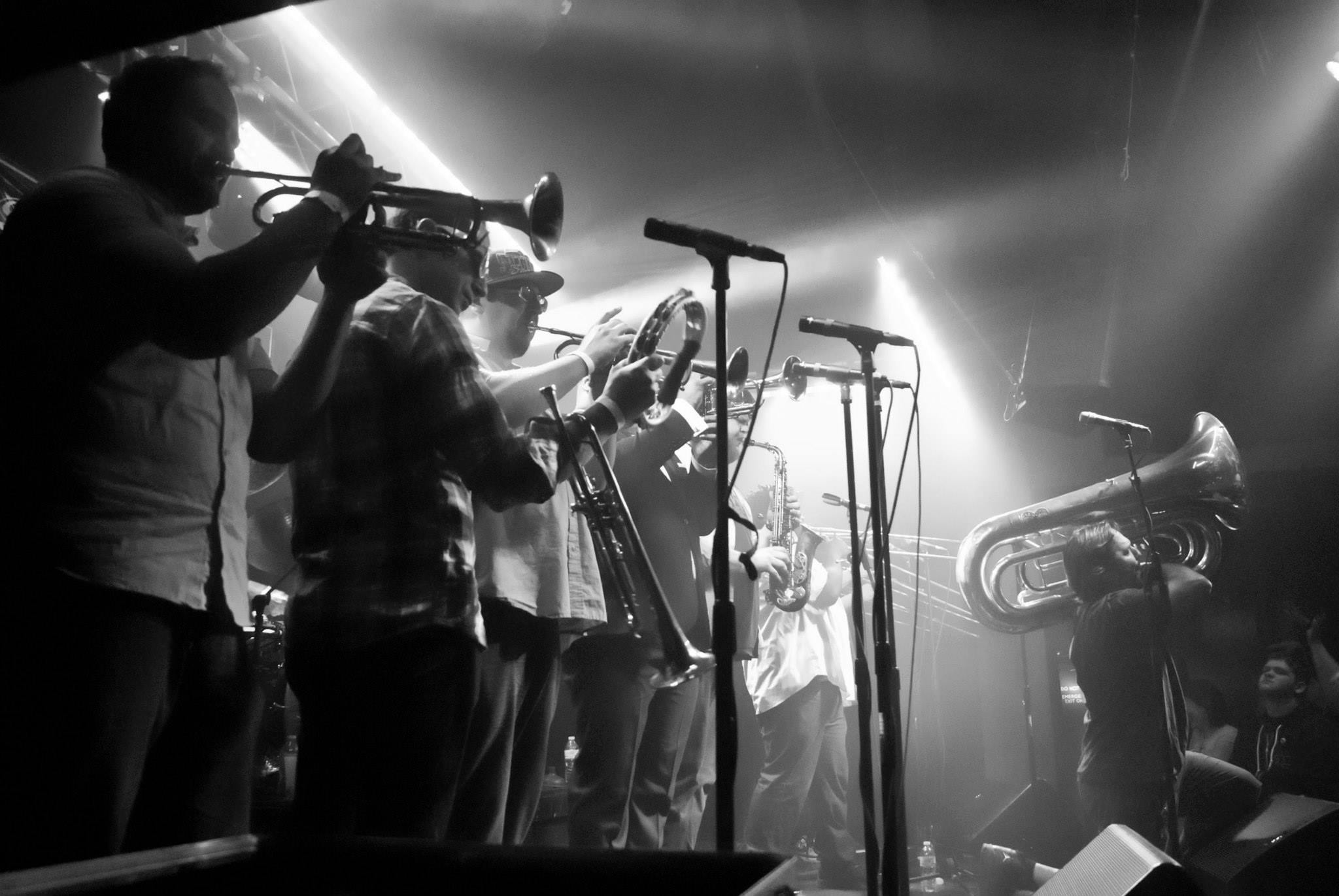 Stefan playing tuba for the crowd