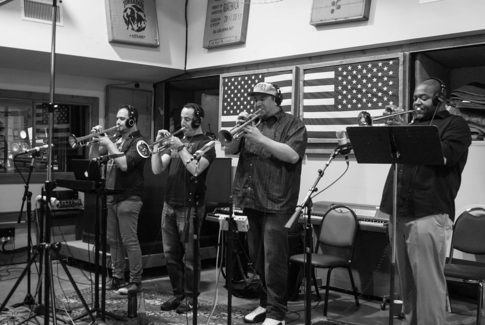 Dat trumpet section: Sam Koff, Taylor, Rob and Marcus.