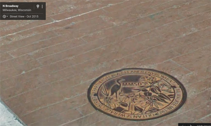 © Google Maps, the new manhole cover references a cleaner environment