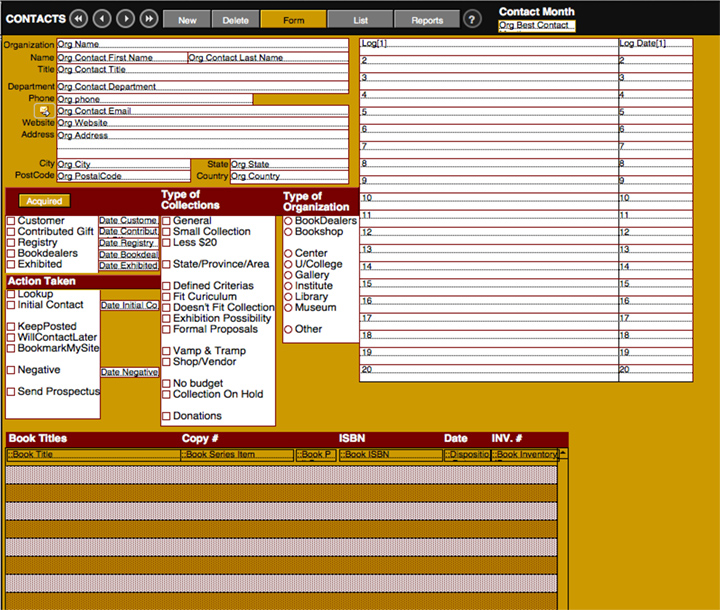 © 2016 Louise Levergneux, layout of my contact database