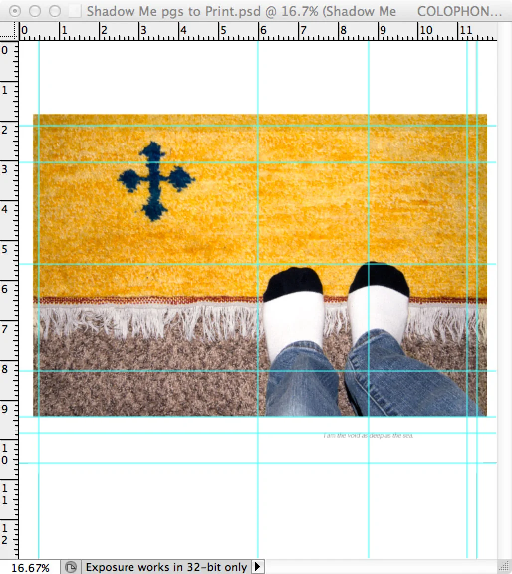 © 2017 Louise Levergneux, spread layout of Shadow Me in Photoshop