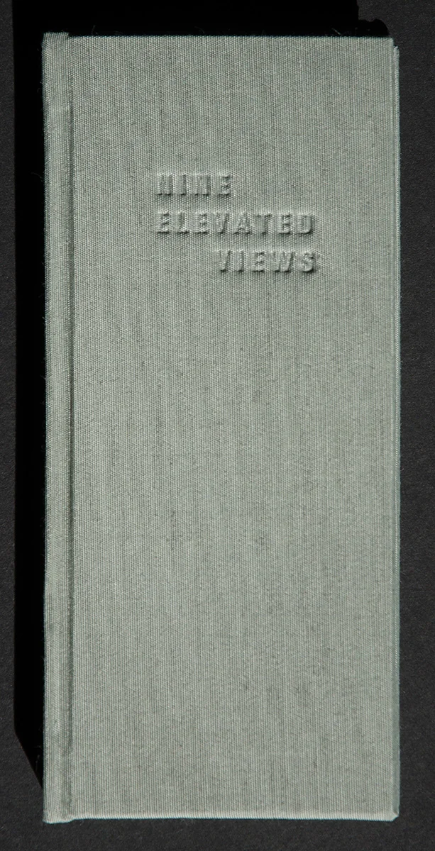 © 2014 Marlene MacCallum, Nine Elevated Views, case bound folded paper book work, 17.3 cm x 7.7 cm x 1.5 cm