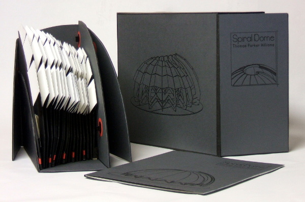© 2016 Thomas Parker Williams, Spiral Dome, mounted on a six-part folding base, the book fits into a storage box.