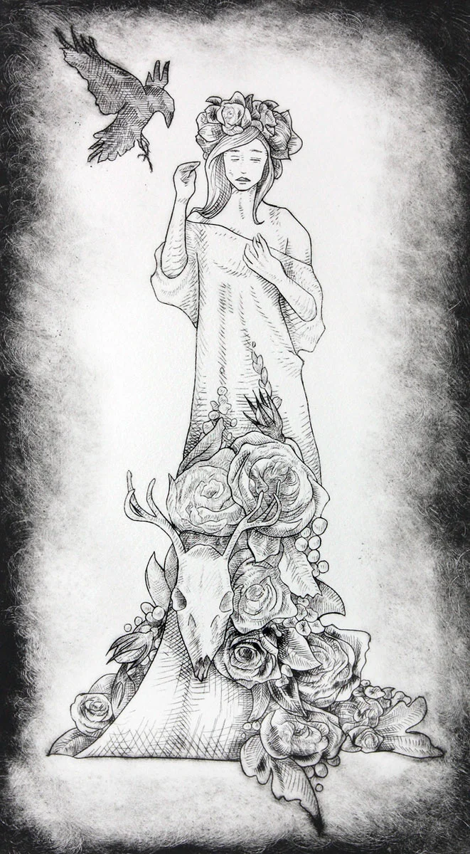 © 2018 Desarae Lee, Memory, dry point print