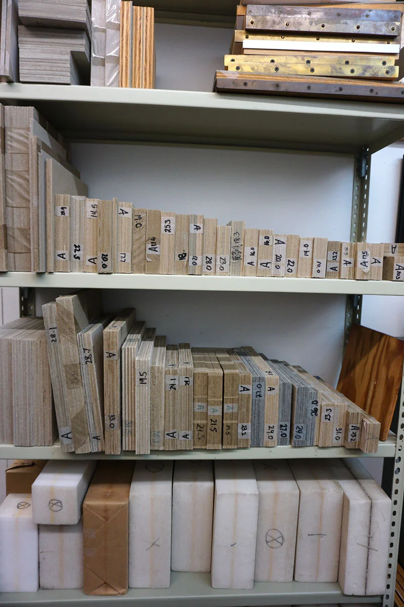 © 2018 Louise Levergneux. Lots of box spacers on a shelf in the hallway. What patience!