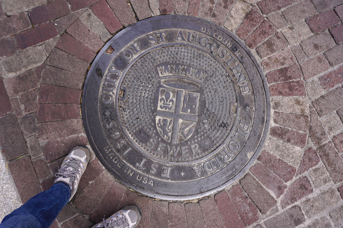 © 2018 Louise Levergneux. Manhole cover in St Augustine, Florida.