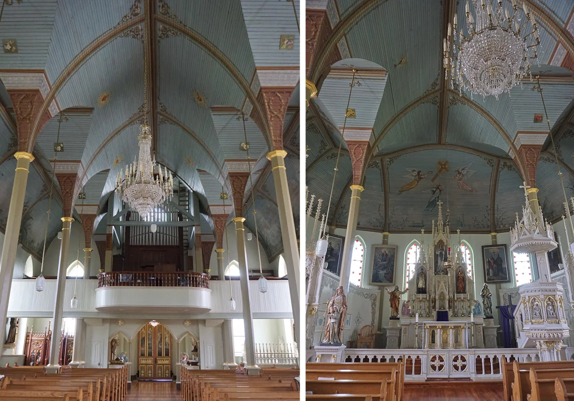 © 2019 Louise Levergneux. The ceiling of St. Mary's Church has never had to be retouched for well over 100 years. / Le plafond de l’Église Sainte Marie n'a jamais été retouché depuis plus de 100 ans.