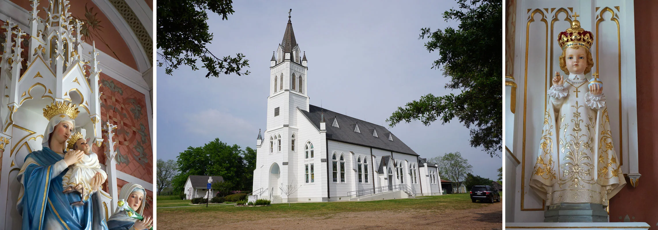 © 2019 Louise Levergneux. The fourth painted church was St. John the Baptist Catholic Church located in Ammannsville, this Church has the most beautiful statuary, soft and precious. / La quatrième église peinte était l'Église catholique Saint Jean Baptiste située à Ammannsville, cette église a les plus belles statues, douce et précieuse.