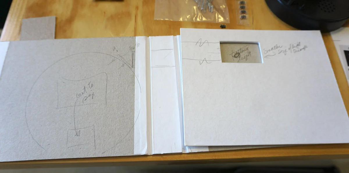 © 2019 Louise Levergneux. Solving other dilemmas to fit size of the fake security camera as part of the binding.