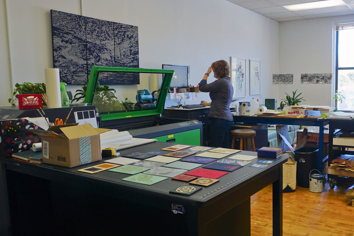© 2019 Louise Levergneux. Sarah Pike showing me around FreeFall Laser.