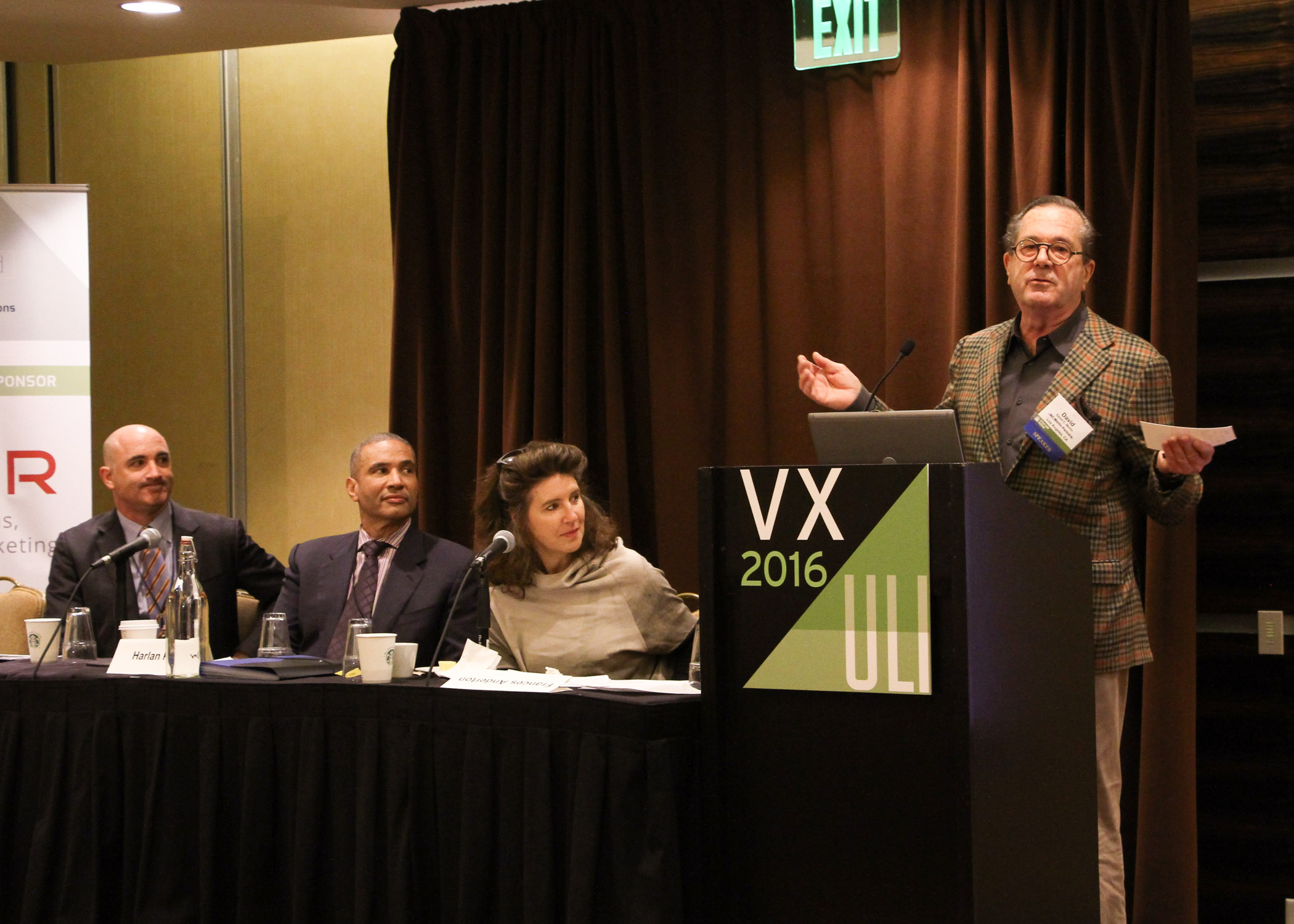 Panel on the most sustainable buildings in the world, left to right: David Kramer, Harlan Kelly, Frances Anderton and David Martin. photo by Dlugolecki photography