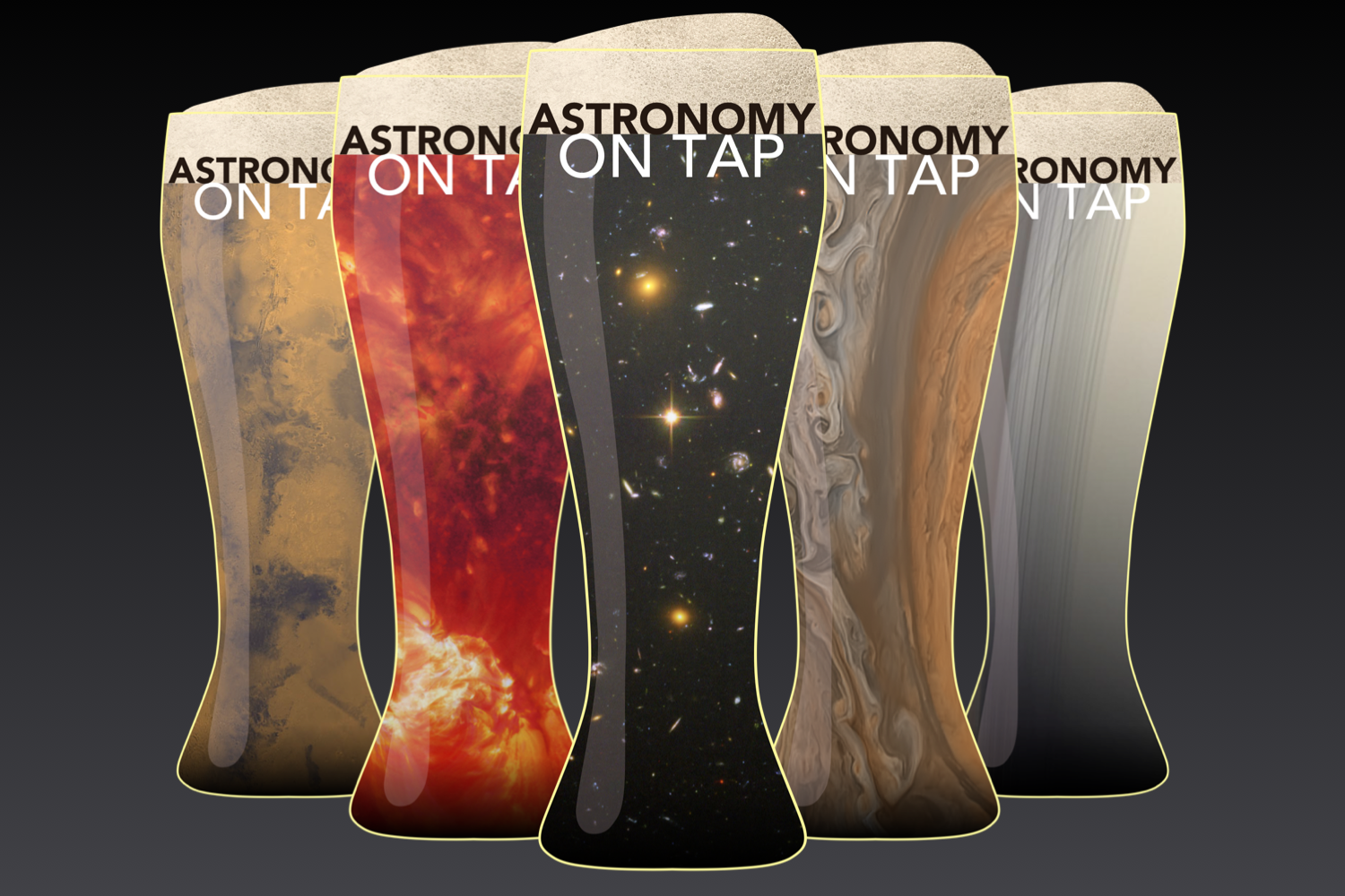 Logo designs for "Astronomy on Tap" events.