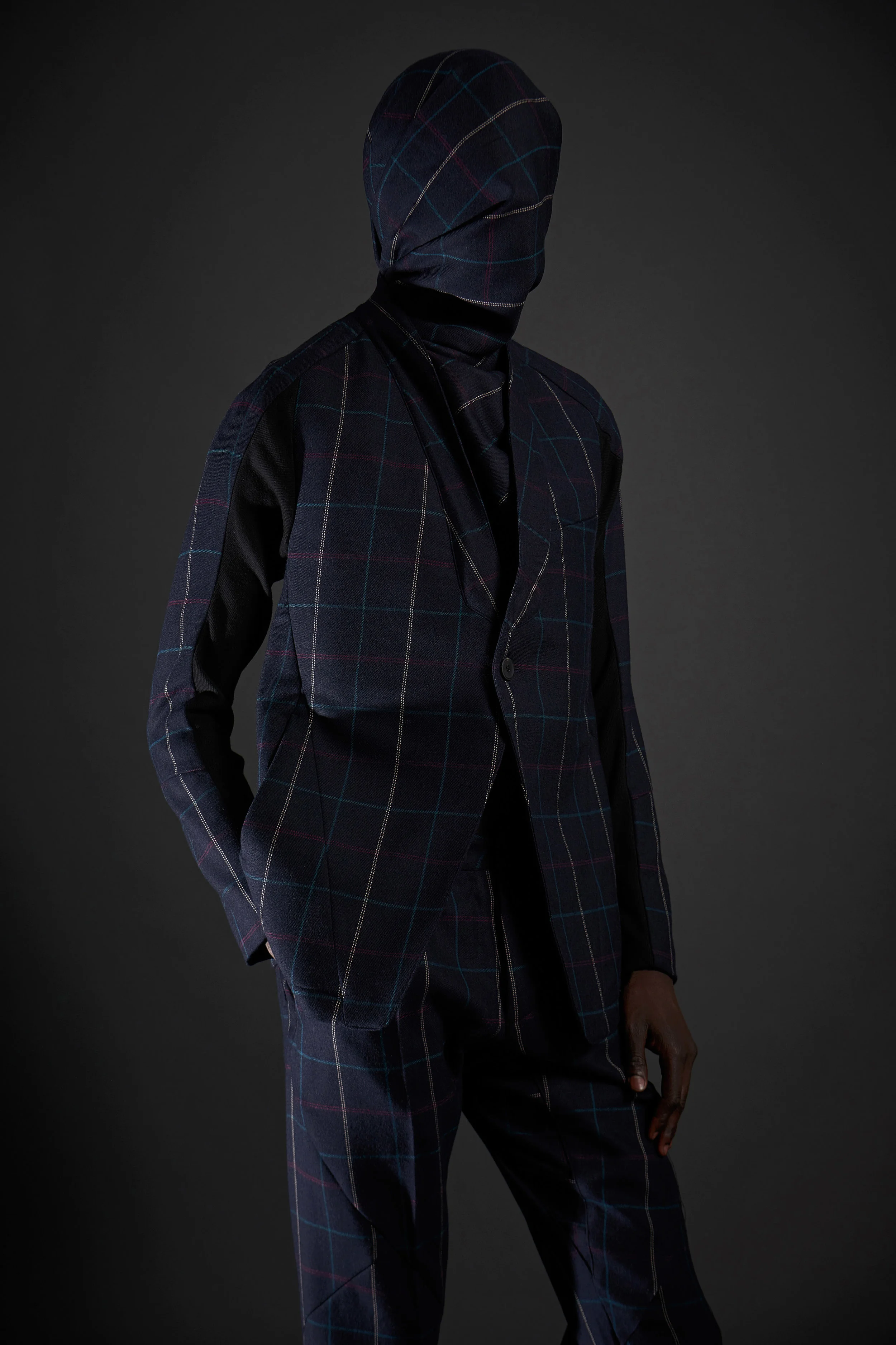  Look 12   ARC Jacket 6  / Navy Tartan   ARC Trouser  / Navy Tartan 