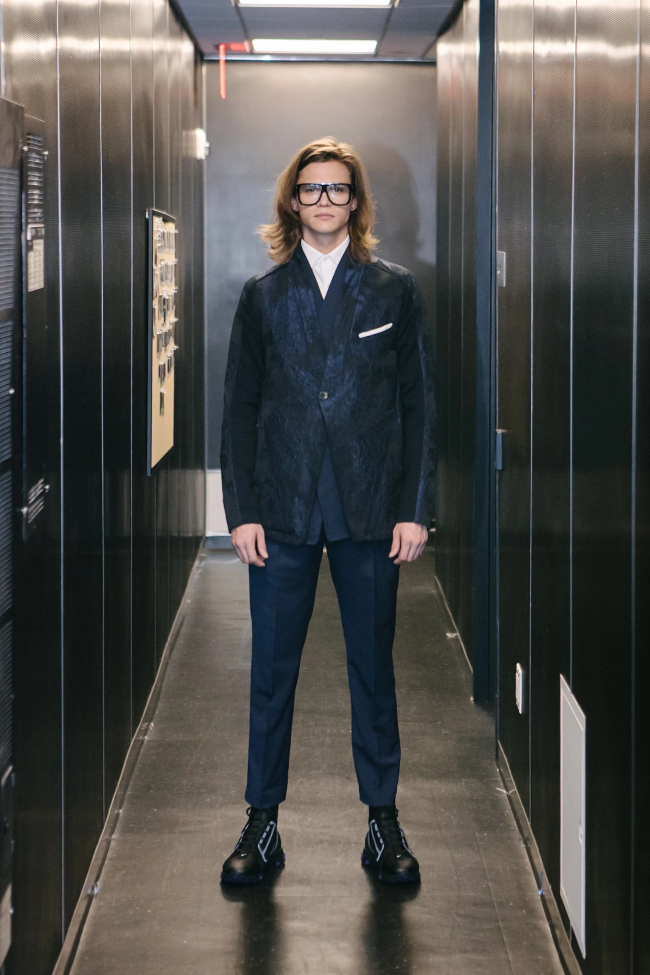 ARC Tuxedo, 3-Piece, 2020 ARC Jacket, ARC Kimono Shirt, ARC Trouser / Navy Rose Jacquard Available To Order Upon Request →