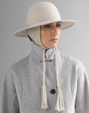 Harriet Wide Brim Hat with Ear Flaps — Karema Deodato Millinery display picture 1