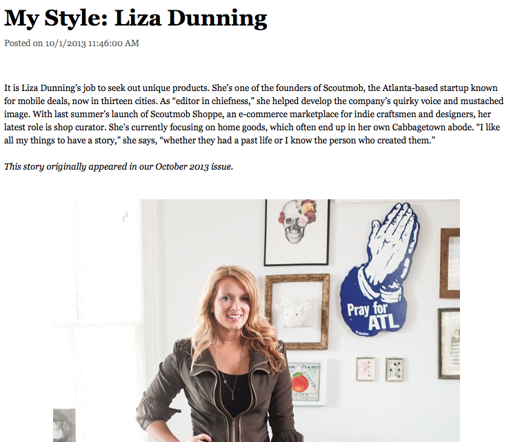 Featured in Atlanta Magazine's October 2013 "My Style" Feature