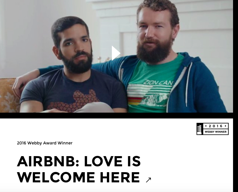In 2016, our first Pride film won a Webby Award for best long form online film. Could not have been more proud of this piece. Click through to see award.