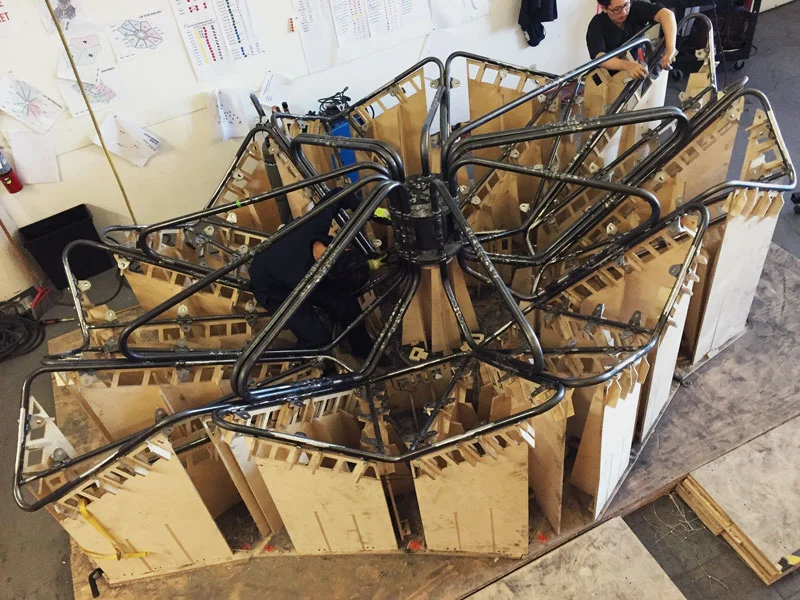 The alignment jig for welding the steel tubing.