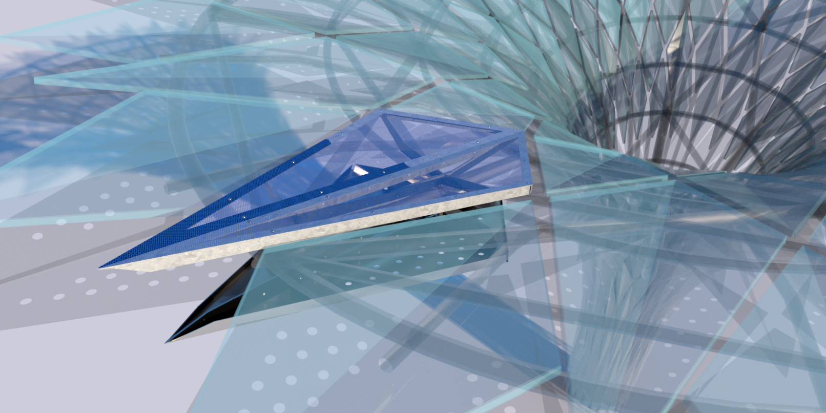 Renders to visualize how the panels would look populated through the entire structure