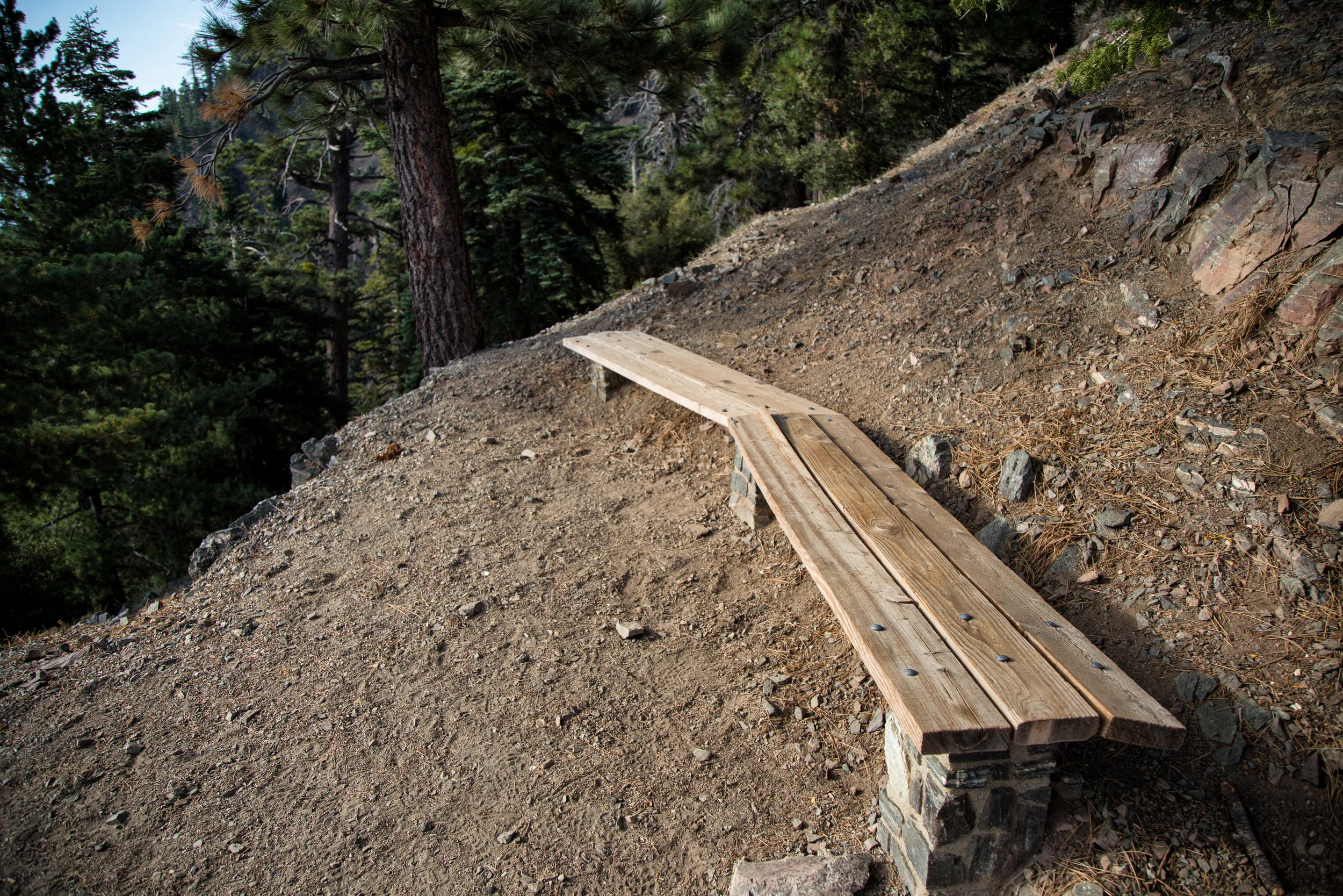 At about .95 miles there's a bench where you can stop and take in the view and rest. There's still a long way to go.