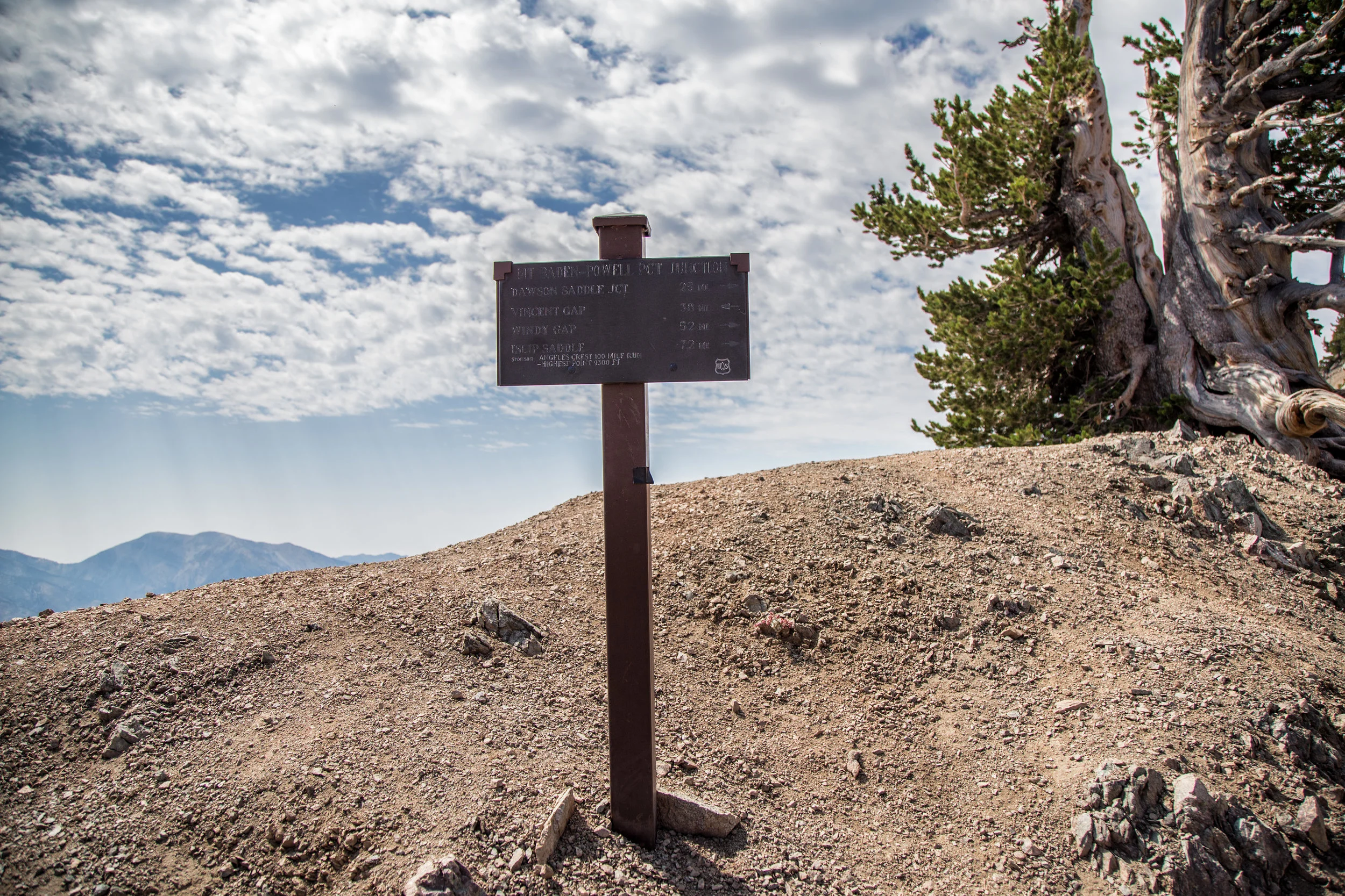 Sign at the Mt. Baden Powell PCT junction.