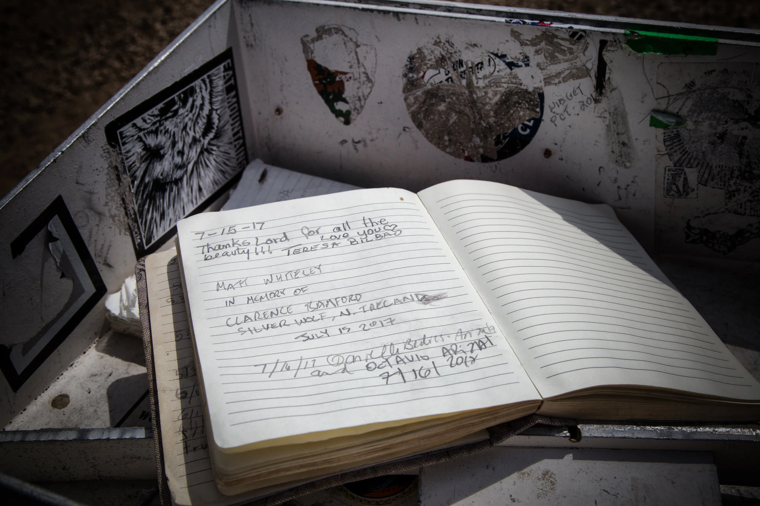 There's a metal register box where you can sign your name along with the many others who have made the journey. 