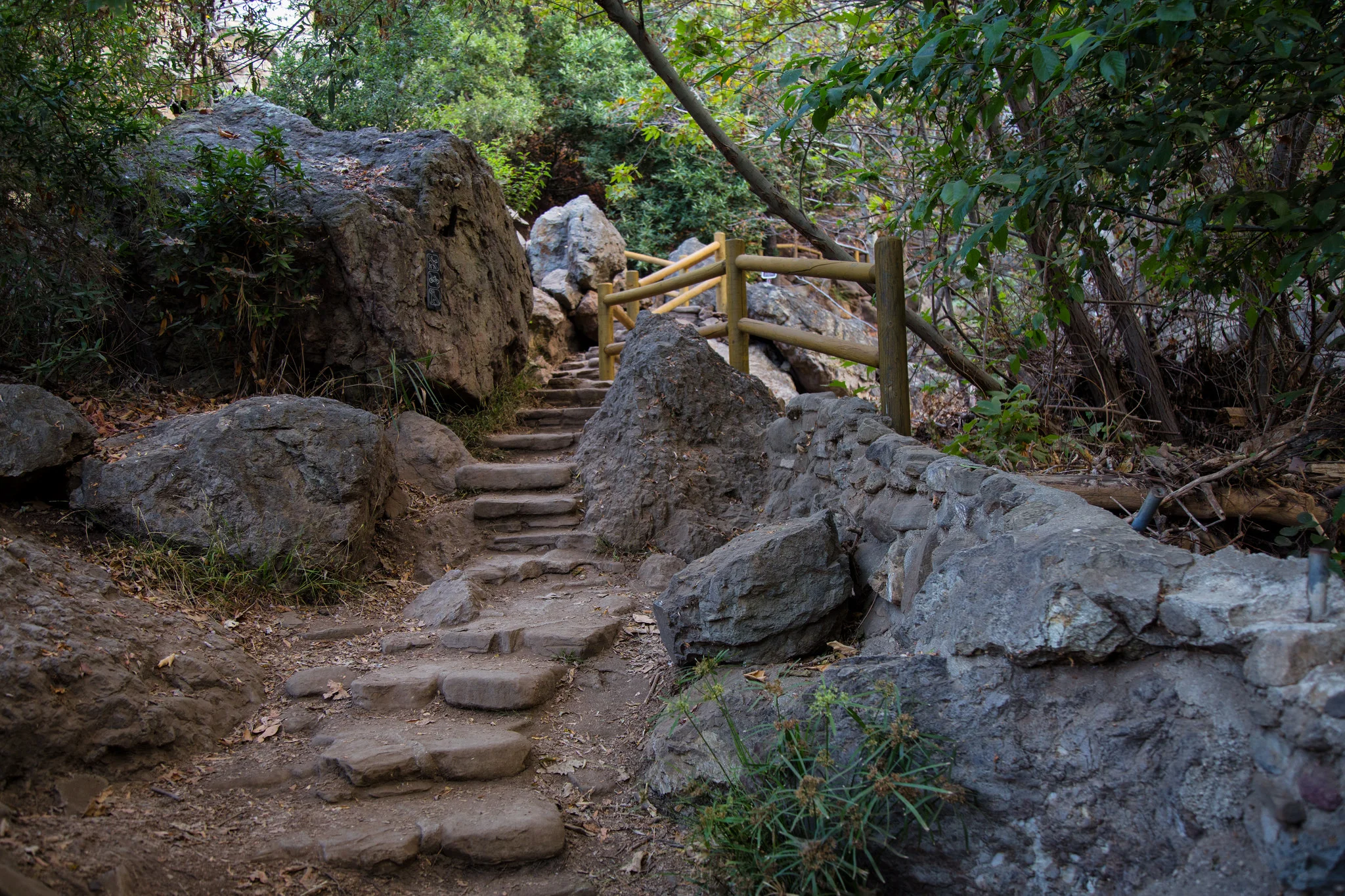 Stairs leading to Solstice Canyon Falls.
