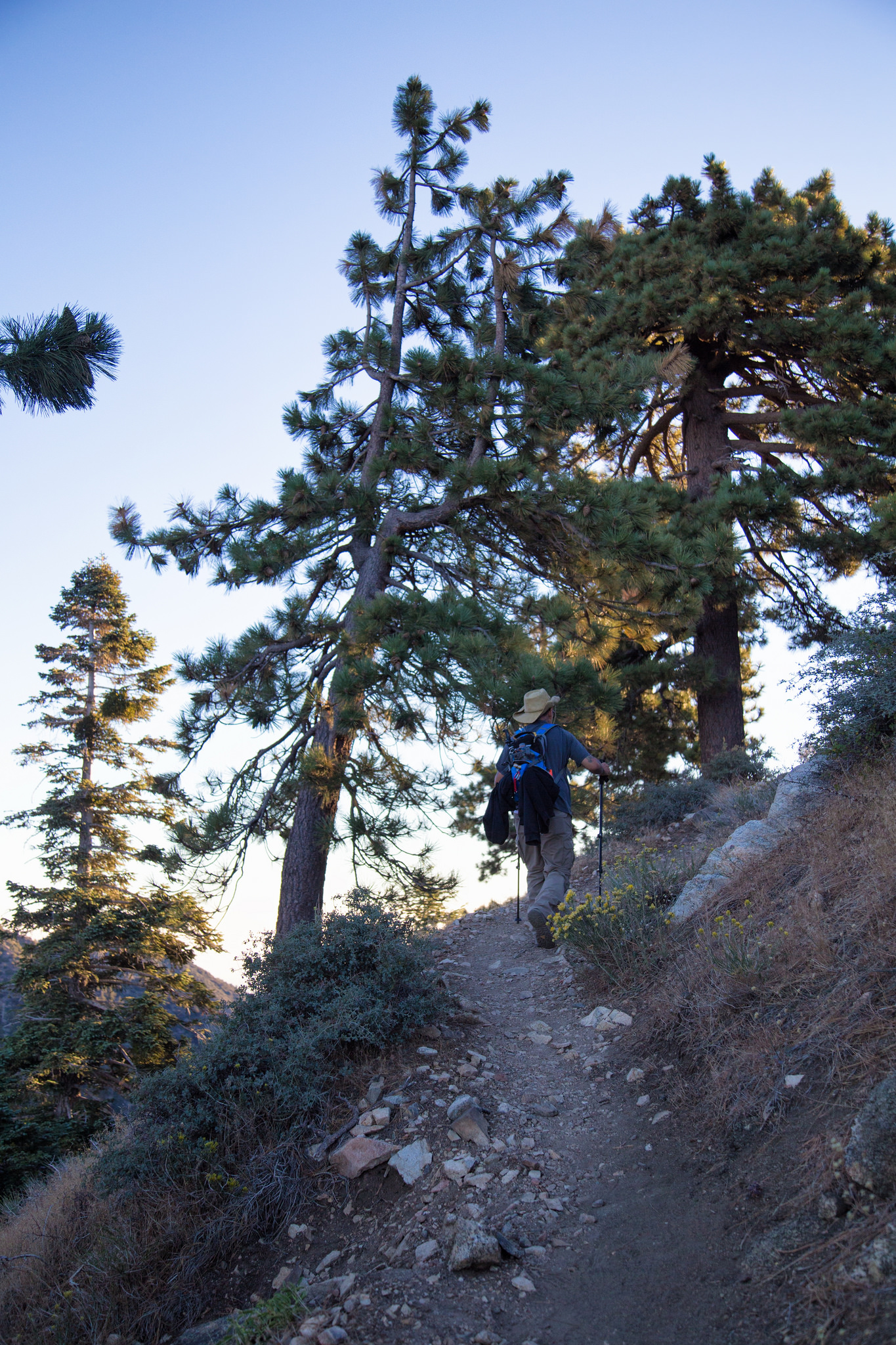 The trail starts up some steep switchbacks on an exposed climb..