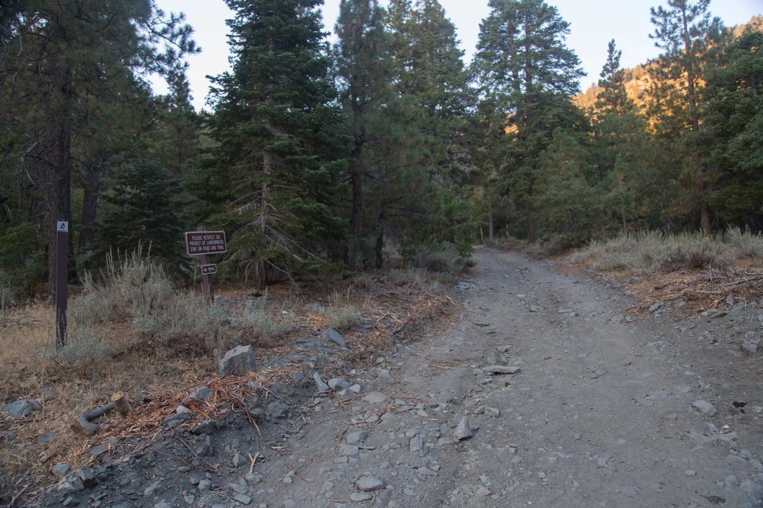 There's a marked sign here leading to the trailhead. You'll also pass a water tower along the way.