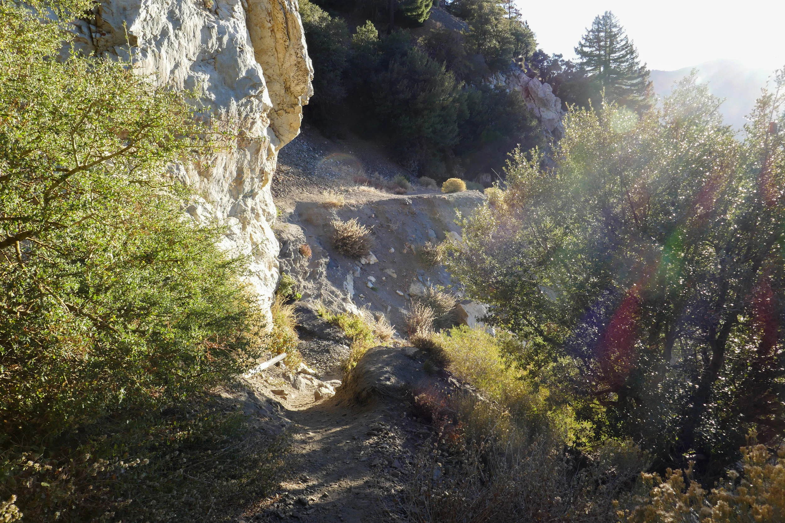 Another view of the scramble. It's not very big, but there's nothing but a steep wash below you. Don't look down if you're afraid of heights on a narrow slope. I didn't!