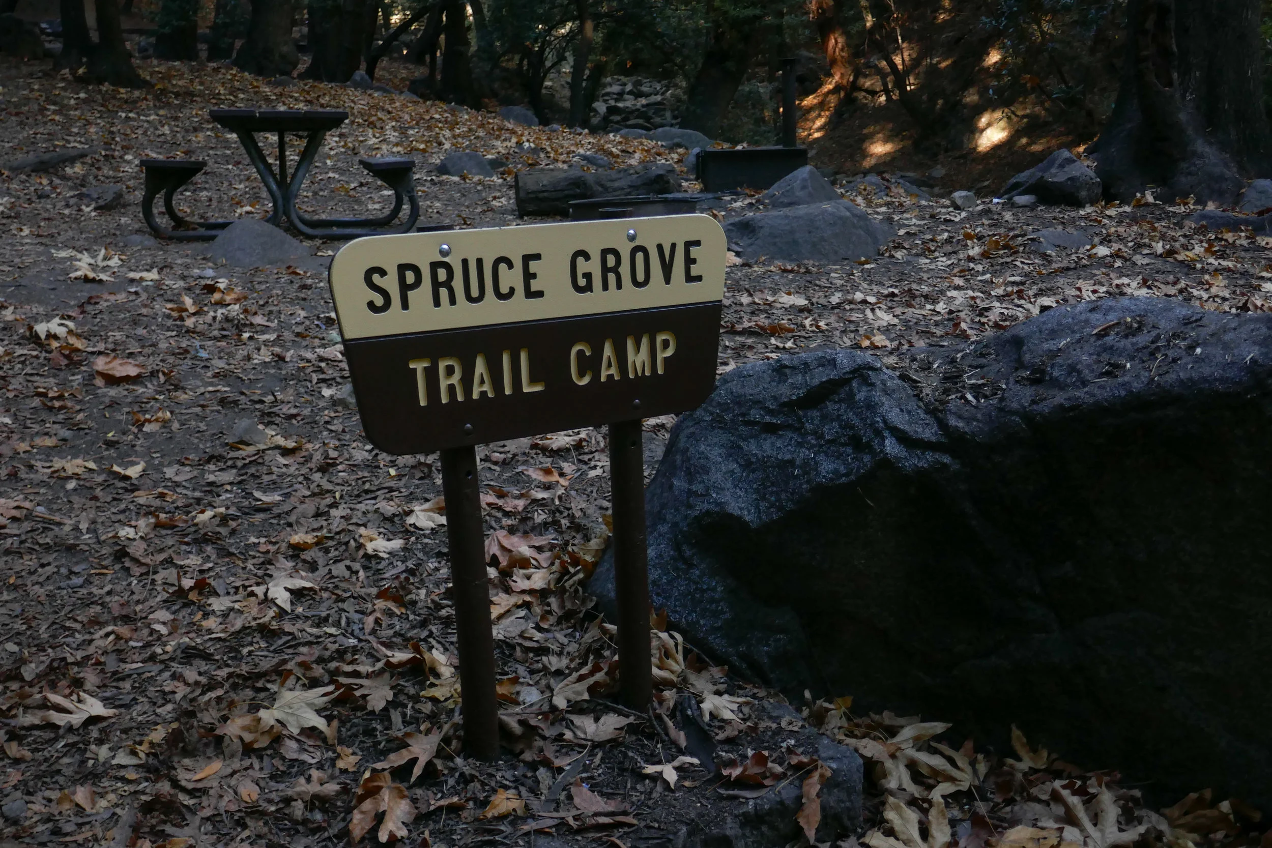 Spruce Grove camp. There are bathrooms here.