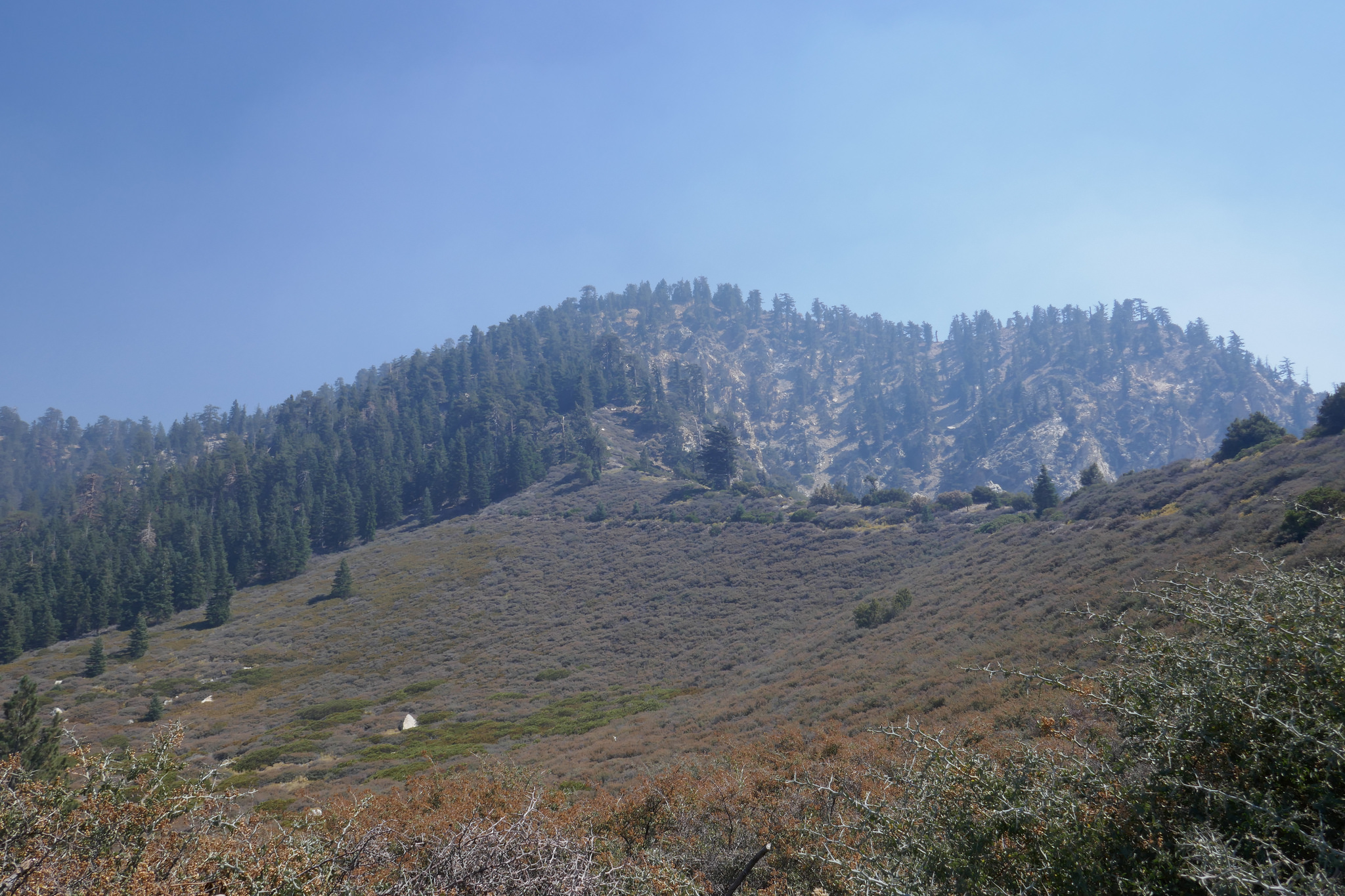 I take a look back at Mount Islip through the haze.