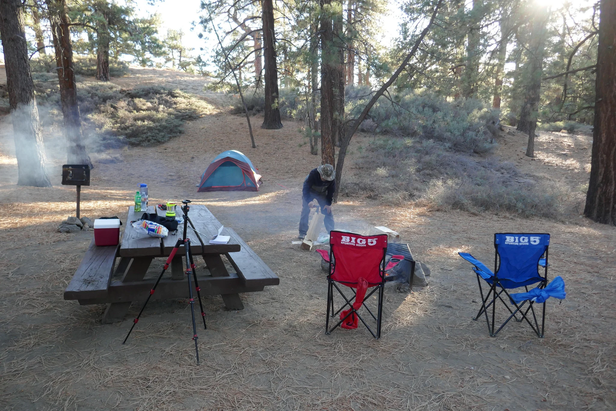 Making camp at Table Mountain.