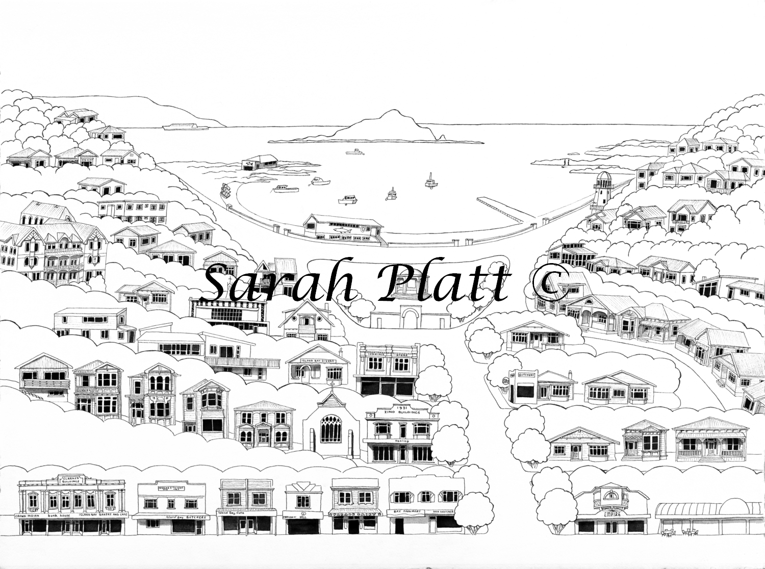Island Bay Pen and Ink