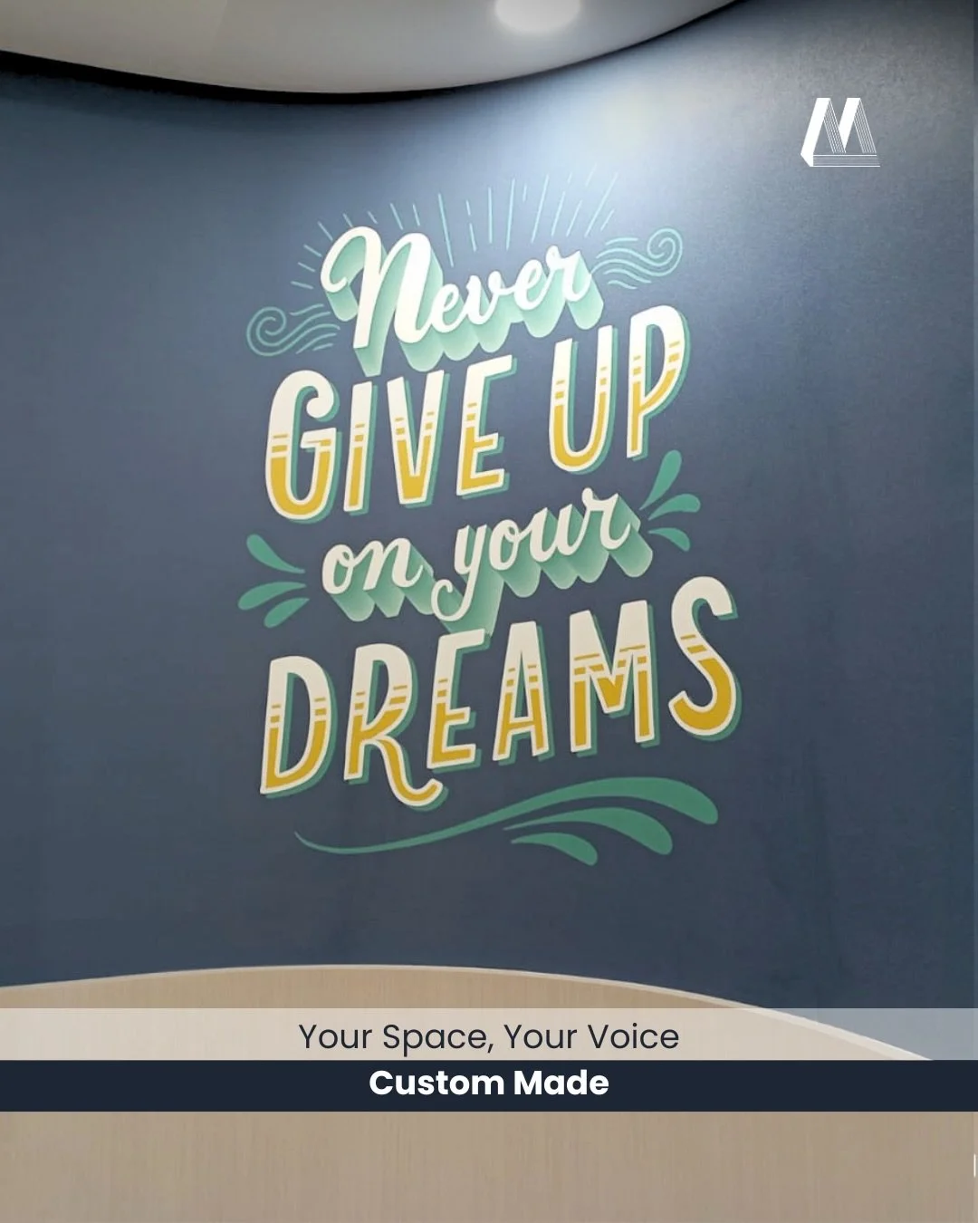 Custom wallpaper installation at Sinarmas Building 🏢

Designed for an office environment that inspires positive energy every day, this custom wallpaper not only adds the visual character of the space but also features motivational messages aligned w