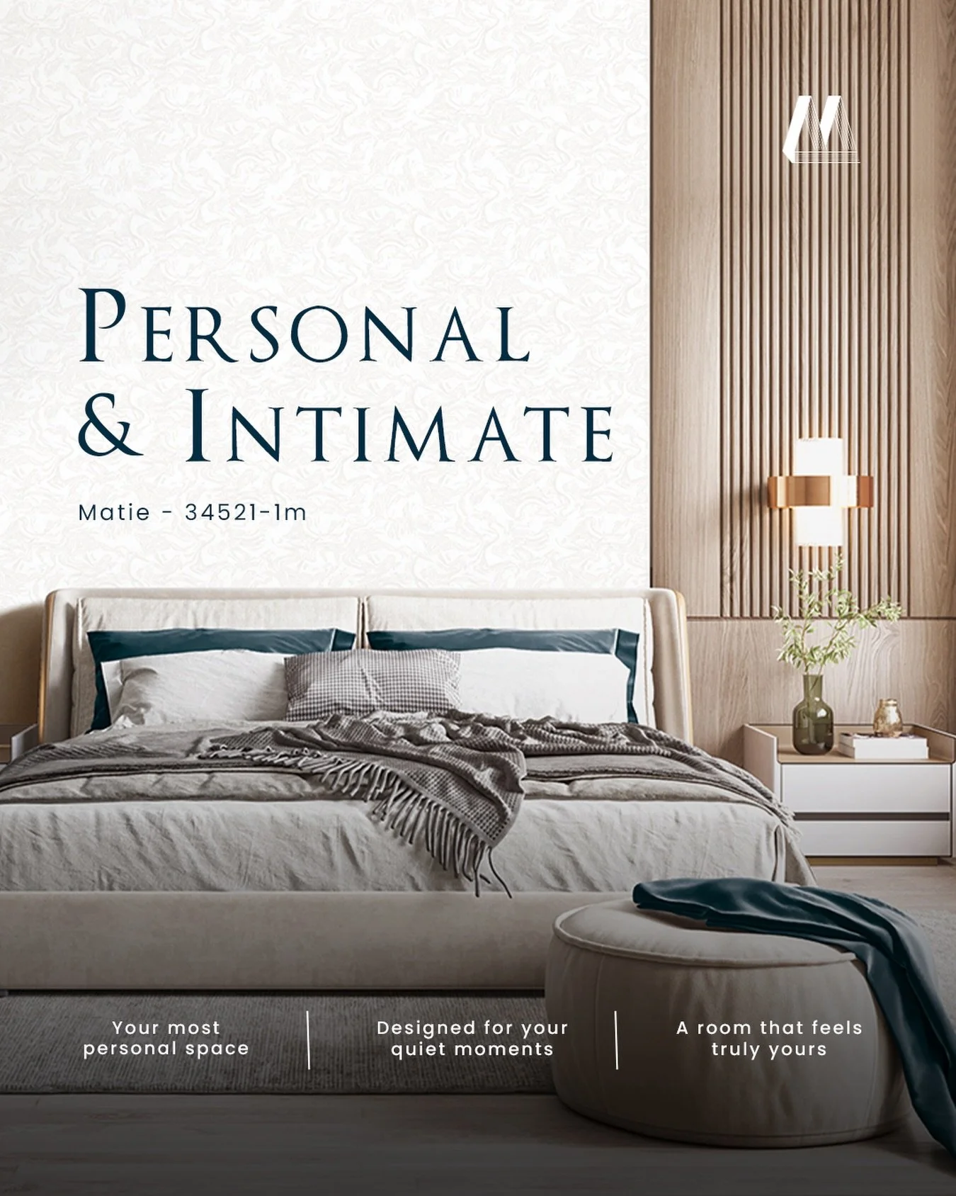 A personal &amp; intimate space should feel calm, warm, and deeply connected to you.❤️

Explore our catalog and let us recommend the perfect wallpaper to transform your bedroom into a more comfortable and calming space, perfect for enjoying your quie