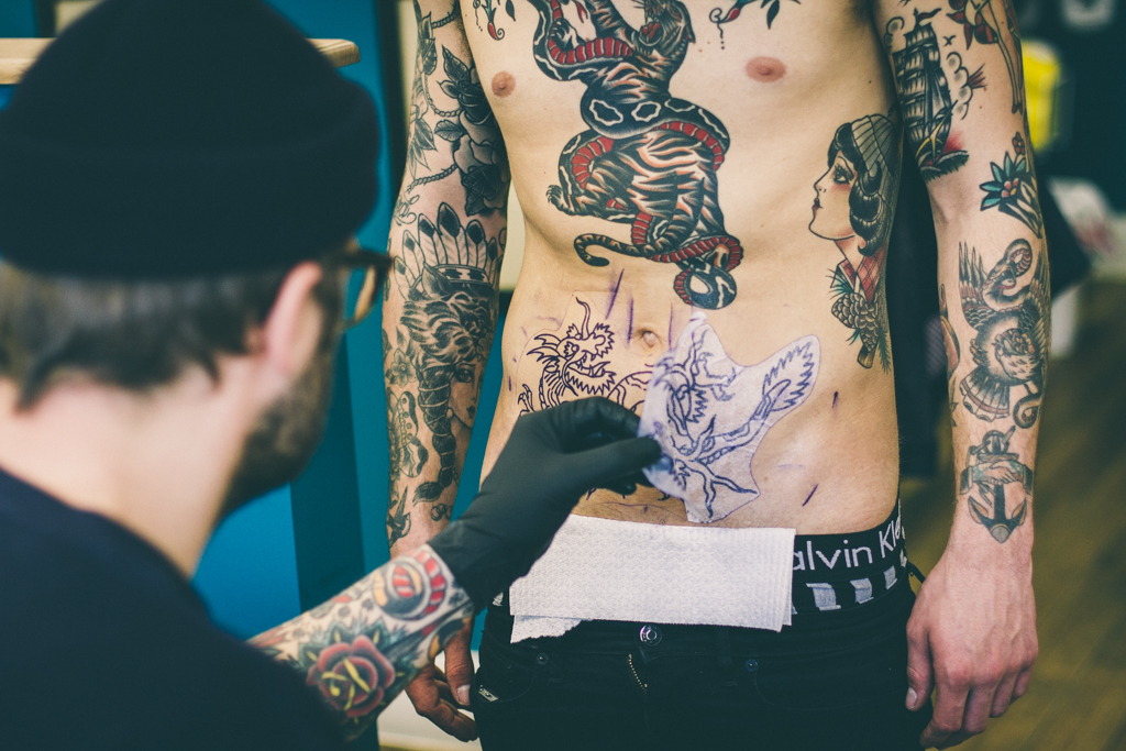 Rising Dragon Tattoos NYC  WIP dragon on stomach by Darren 