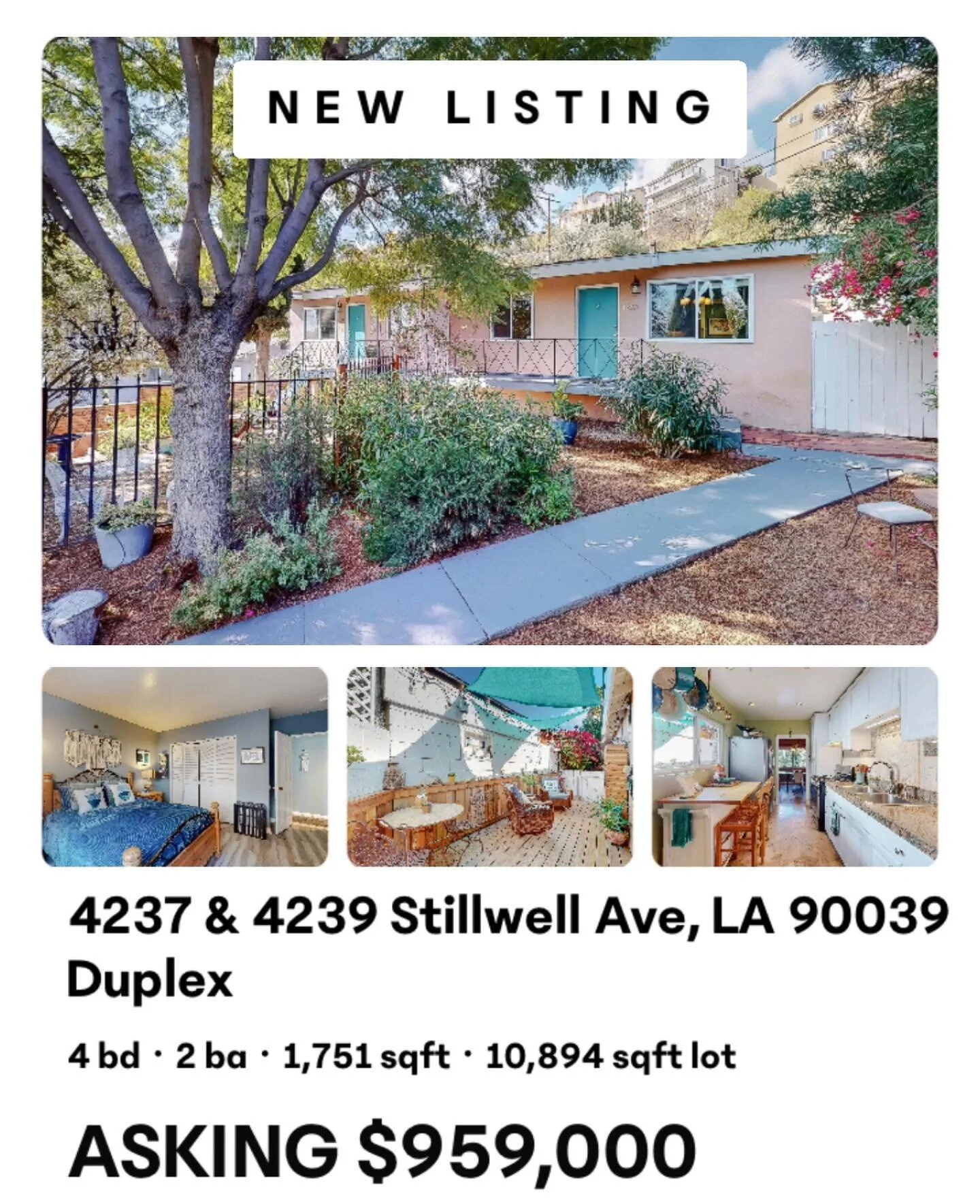 🐆 FOR SALE &bull; $959,000 🐆 DUPLEX

Located in El Sereno minutes away from Mission St in South Pas, Cal State LA, and Downtown Alhambra. 

This hidden gem is tucked away on the hillside with multiple outdoor areas to entertain with a view. 

Both 