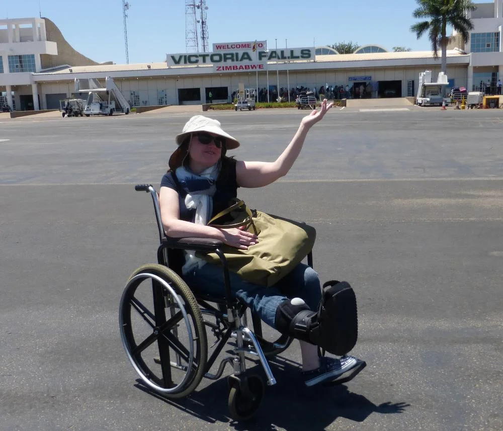 Thanks to Melissa's broken foot...we got the VIP treatment from South African airways. Including the ability to board via the catering trolley which dropped us off through the airplane service door. Where the food enters...not people.