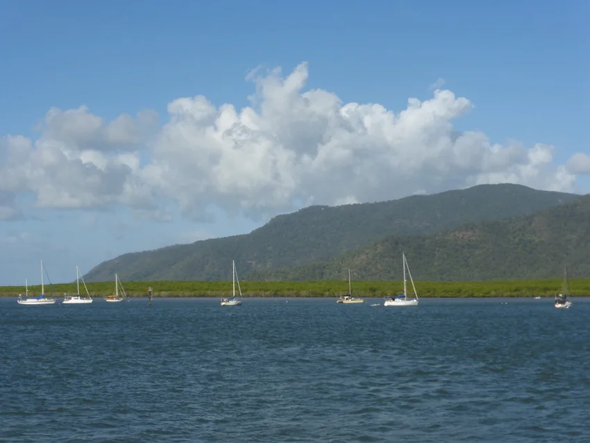 Gorgeous Cairns, Australia! A shot from our boat out to (part of) The Great Barrier Reef. 