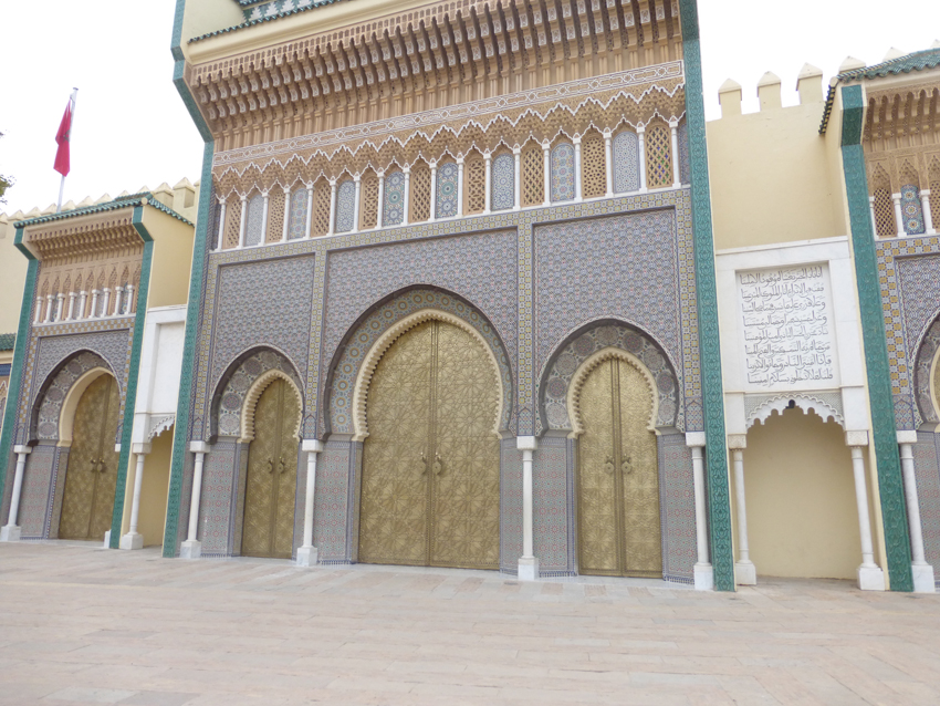 The brass doors of the King's Fes palace. There is a palace in every major city, Look at the detail of the doors in the background image behind this post.