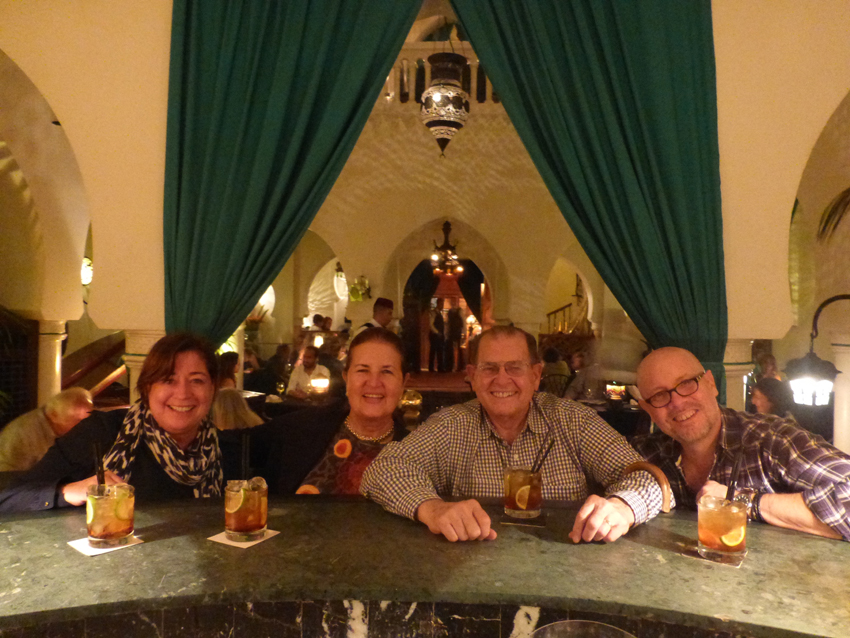 The gang hanging out at Rick's Cafe in Casablanca.
