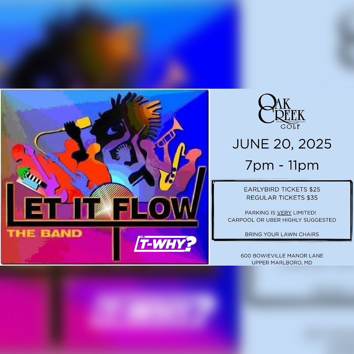 Tonight you can catch me and Let It Flow at The Grove! And before you ask…ain’t no more early bird tickets.
π Friday, June 20
π 7PM–11PM
π600 Bowieville Manor Ln, Upper Marlboro, MD
Parking is tight — carpool or Uber hi