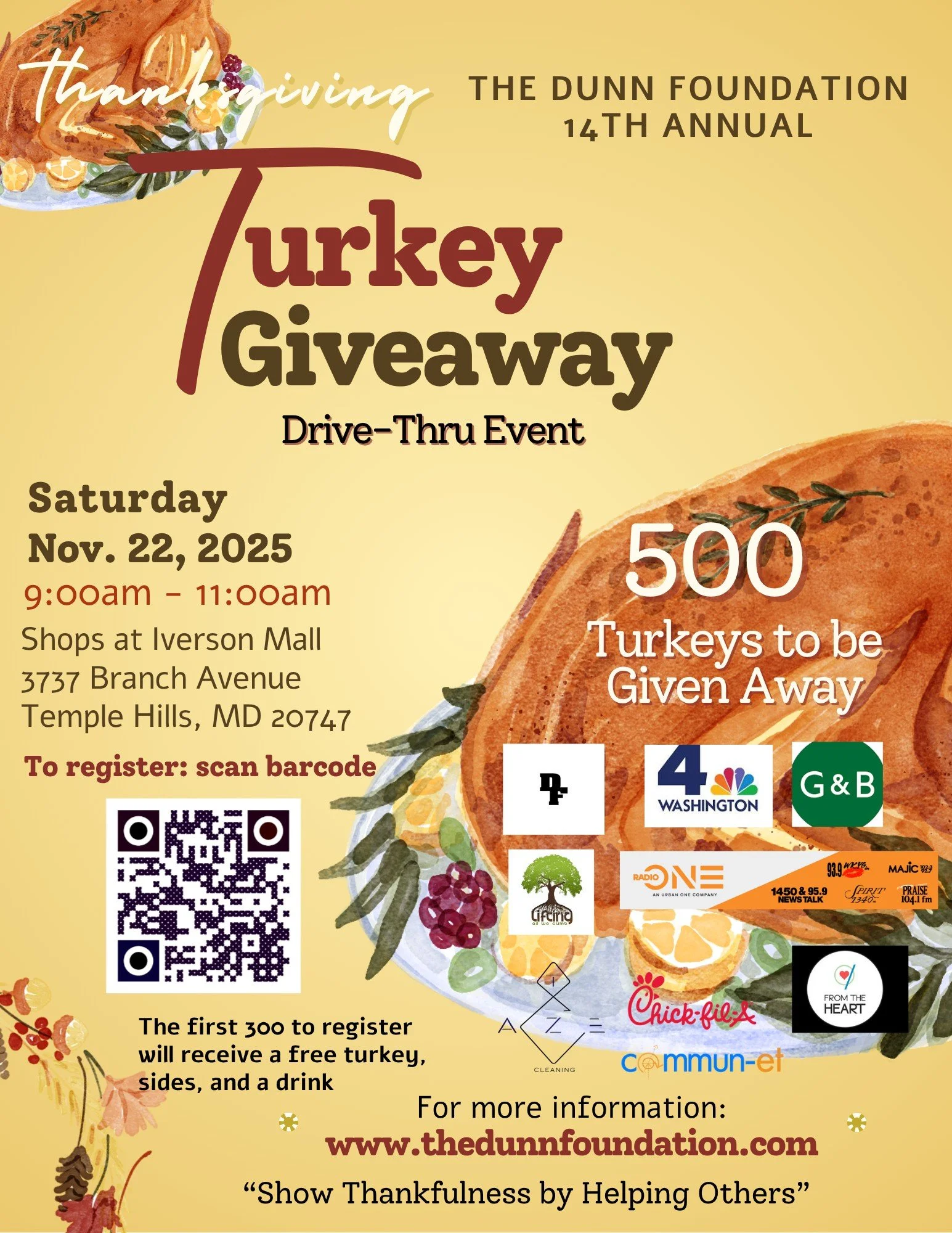 The Dunn Foundation’s 14th Annual Thanksgiving Turkey Giveaway