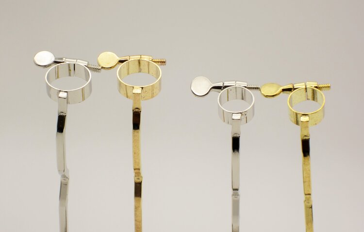 Trombone Lyre Receiver Rings,  (Bass Rings shown in Nickel and Brass; Tenor Ring shown in Nickel and Brass)